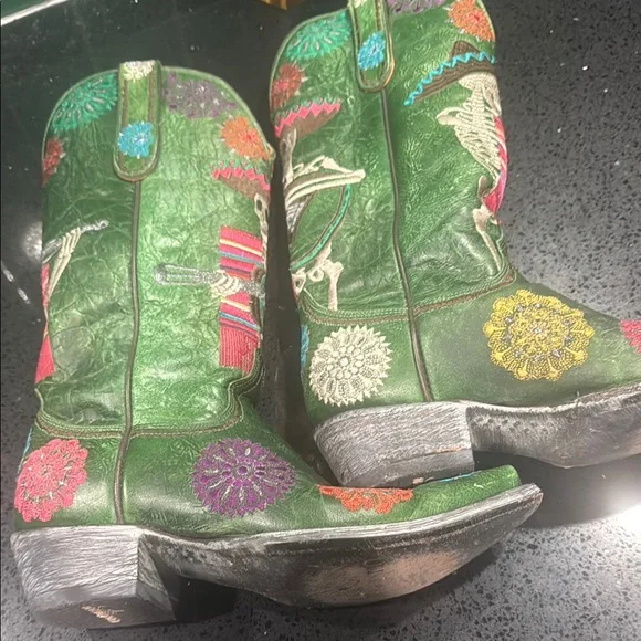 Old Gringo Green Embroidered Heeled Boots - Picture 3 of 7